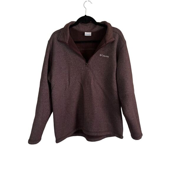 Men's Dark Red Columbia Fleece Quarter Zip Size Large Outdoorsy Hiking Winter - Picture 1 of 6